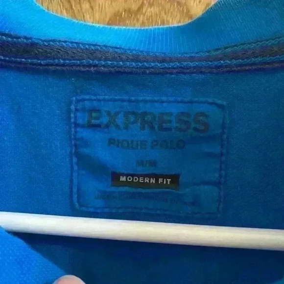 Express Pique Polo Blue Size Medium Modern Fit - Picture 3 of 8